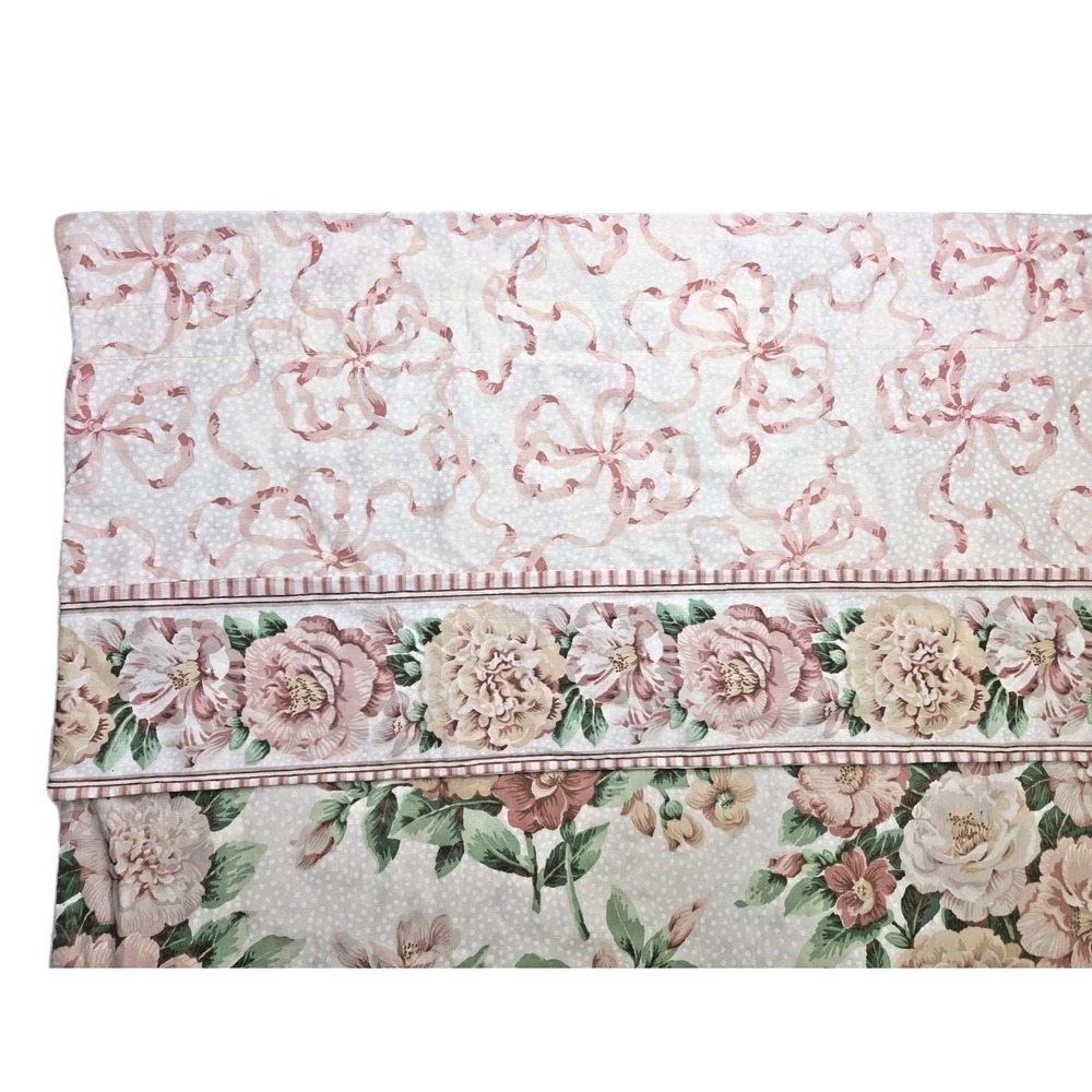Vintage 80 90s Cottagecore Grandmillennial Floral Drapes Pink Bow Ribbons Chintz
